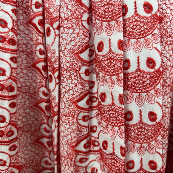 Brooks Brothers Red/White Patterned Eyelet Sleeveless Fit and Flare Dress Sz 14 - Picture 7 of 16